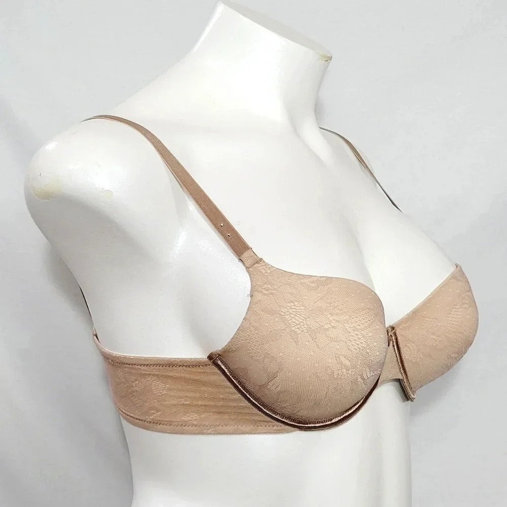 34A Lily of France 2175780 Your Perfect Lace Push Up Underwire Bra Nude New wit - Picture 2 of 3